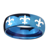 8mm-Multiple-Fleur-De-Lis-Dome-Blue-Tungsten-Carbide-Men's-Bands-Ring