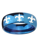 5, 8mm Multiple Fleur-De-Lis Dome Blue Tungsten Ring