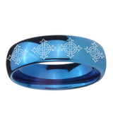 5, 8mm Multiple Crosses Dome Blue Tungsten Ring