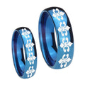 Multiple Fleur De Lis Dome Blue Tungsten His And Hers Ring