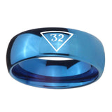 8mm-Masonic-32-Triangle-Freemason-Dome-Blue-Tungsten-Carbide-Wedding-Engraving-Ring