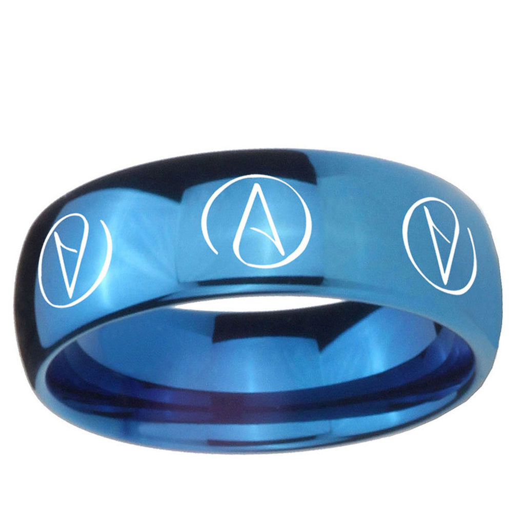 5MMAtheist Design Dome Blue Tungsten Wedding Engagement Ring