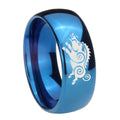 8MM Wild Boar Dome Blue Tungsten Carbide Men's Wedding Band