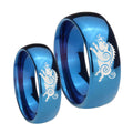 Wild Boar Dome Blue Tungsten Mens Ring Set