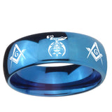 5, 8mm Masonic Shriners Dome Blue Tungsten Ring