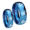 Masonic Shriners Dome Blue Tungsten Matching Ring Set