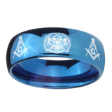 8mm-Masonic-32-Design-Dome-Blue-Tungsten-Carbide-Mens-Ring-Personalized