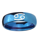5, 8mm Cancer Horoscope Dome Blue Tungsten Ring
