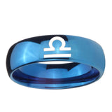 5, 8mm Libra Horoscope Dome Blue Tungsten Carbide Mens Bands Ring