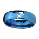 8mm-Sagittarius-Zodiac-Dome-Blue-Tungsten-Carbide-Mens-Engagement-Band