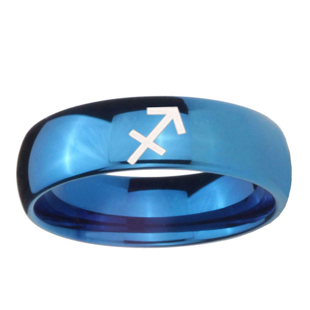 5MMSagittarius Zodiac Dome Blue Tungsten Mens Engagement Band