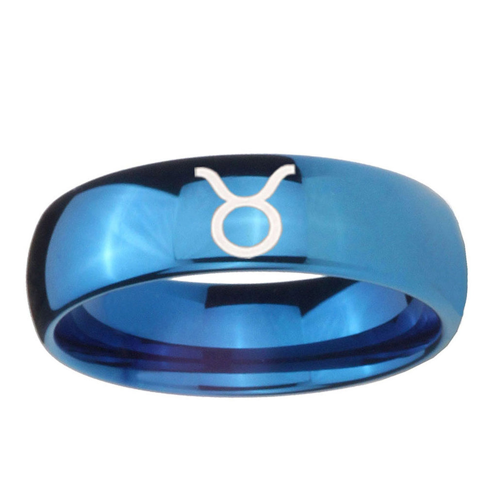 5MMTaurus Horoscope Dome Blue Tungsten Mens Engagement Ring