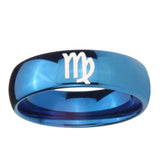5, 8mm Virgo Zodiac Dome Blue Tungsten Ring