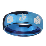 8mm-Marine-Army-Sergeant-Dome-Blue-Tungsten-Carbide-Mens-Ring-Engraved