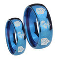 Marine Army Sergeant Dome Blue Tungsten His And Hers Ring