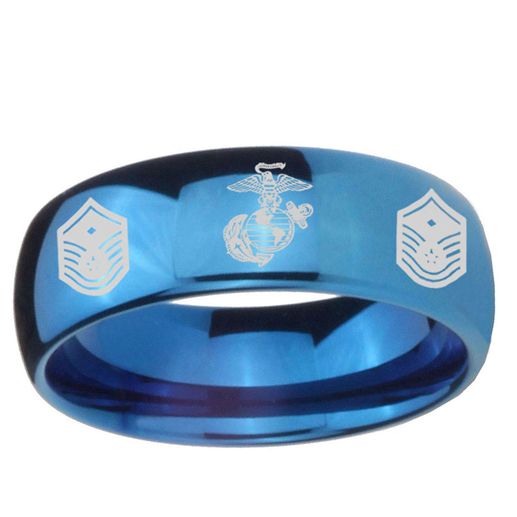 5MMMarine Chief Master Sergeant Dome Blue Tungsten Ring