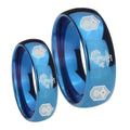 Marine Chief Master Sergeant Dome Blue Tungsten Wedding Ring Sets