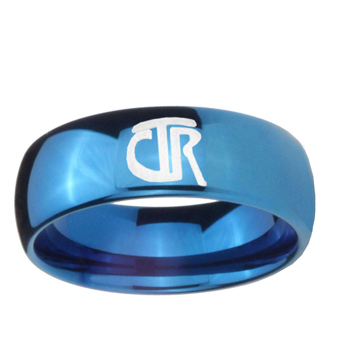 5MMCTR Dome Blue Tungsten Carbide Mens Anniversary Ring