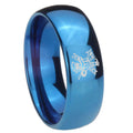 8MM Fireman Dome Blue Tungsten Carbide Mens Wedding Ring