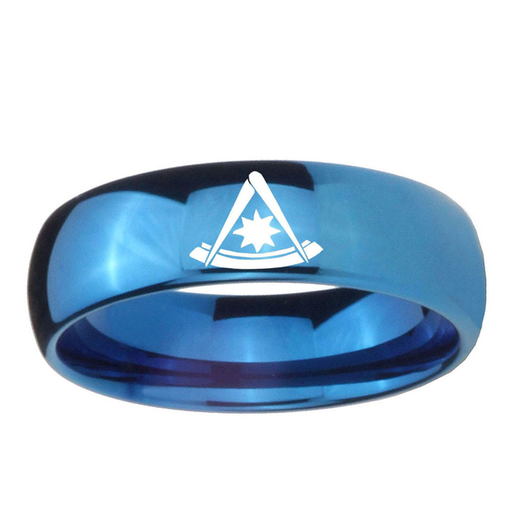 5MMPester Master Masonic Dome Blue Tungsten Mens Promise Ring