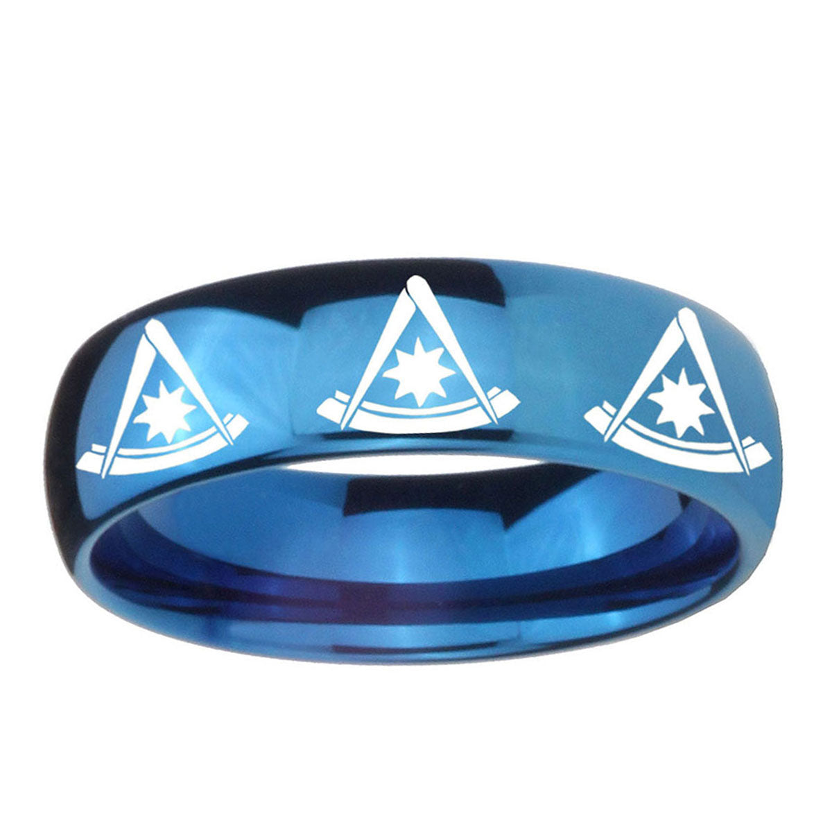5MMMultiple Pester Master Masonic Dome Blue Tungsten Ring