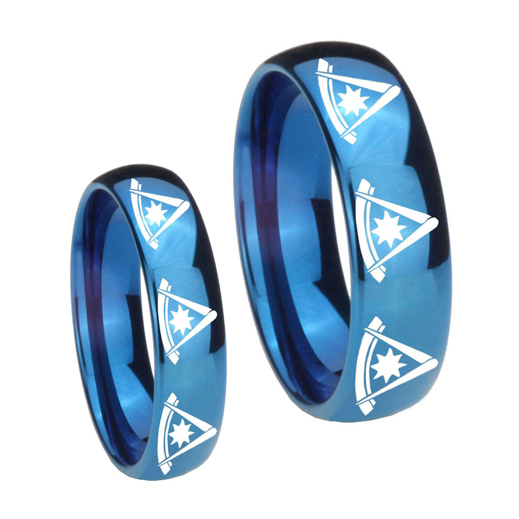 Multiple Pester Master Masonic Dome Blue Tungsten Couple Band Set