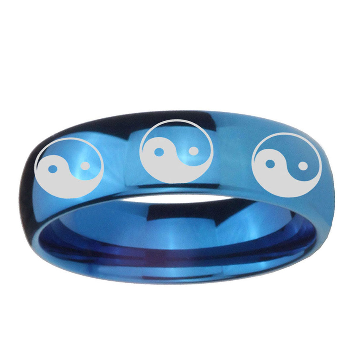 5MMMultiple Yin Yang Dome Blue Tungsten Personalized Ring