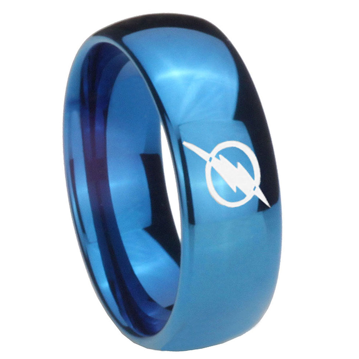 8MM Flash Dome Blue Rings For Valentine's Day