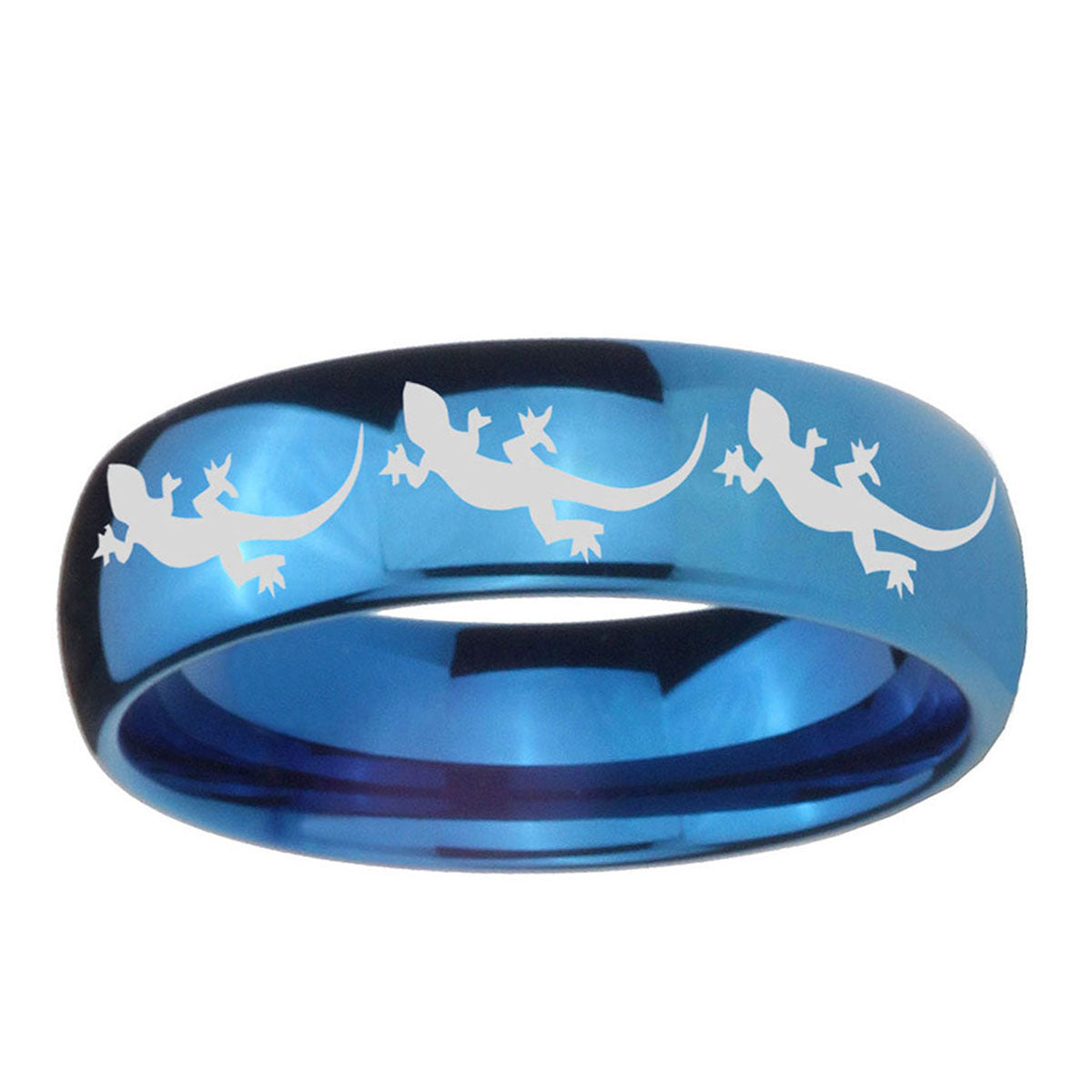 5MMMultiple Lizard Dome Blue Tungsten Carbide Men's Bands Ring