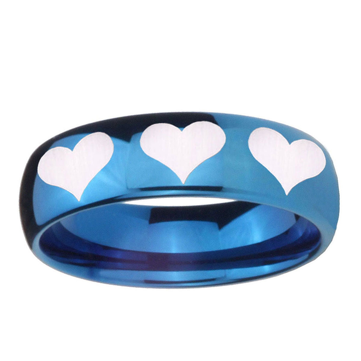 5MMMultiple Heart Dome Blue Tungsten Wedding Engagement Ring