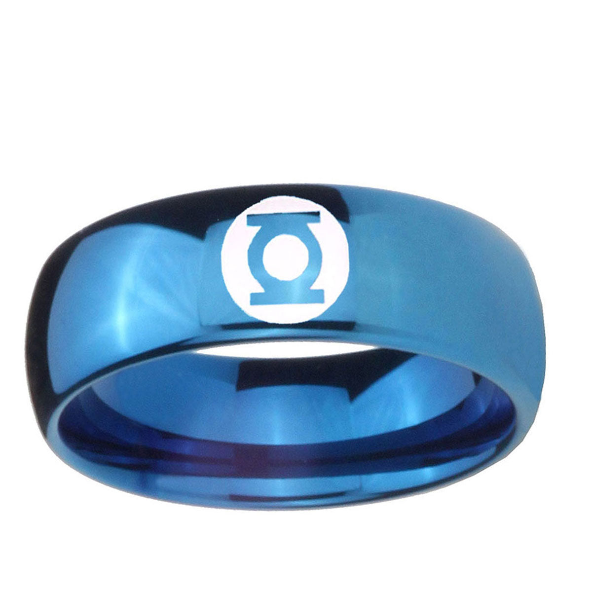 5MMGreen Lantern Dome Blue Rings With Engravings