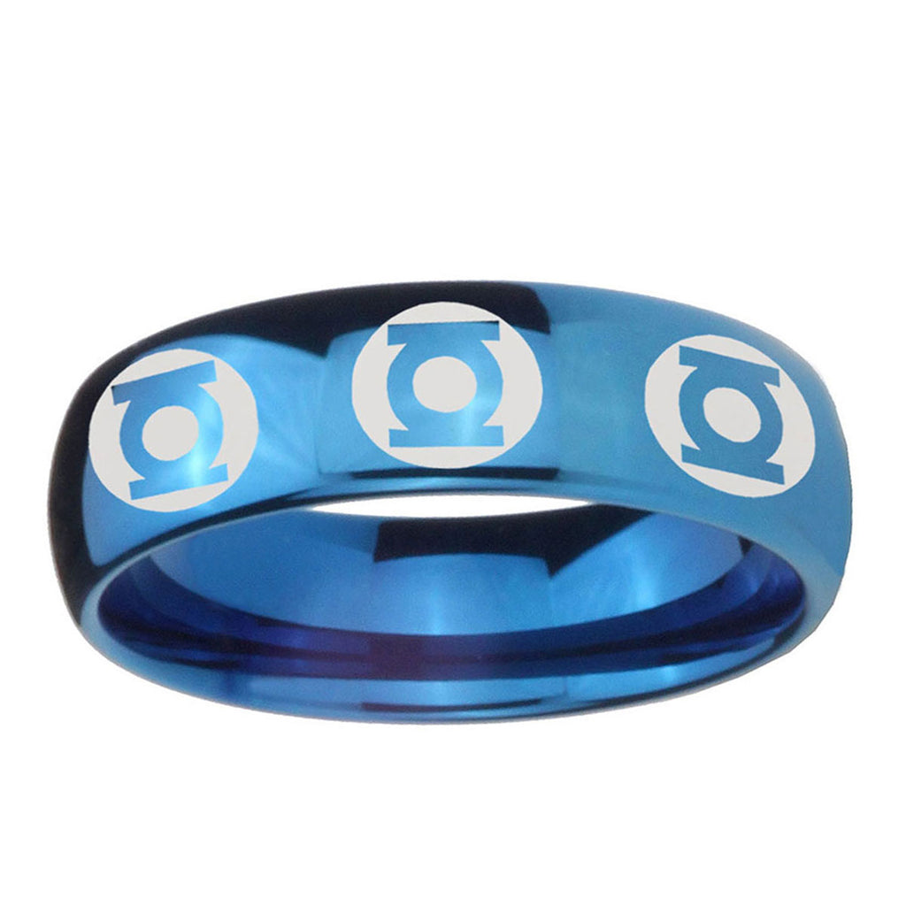 5MMMultiple Green Lantern Dome Blue Ring Bands For Him