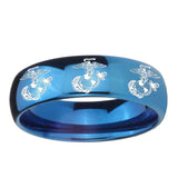 5, 8mm Multiple Marine Dome Blue Tungsten Ring