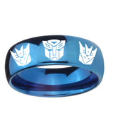5, 8mm Transformers Autobot Decepticon Dome Blue Tungsten Ring