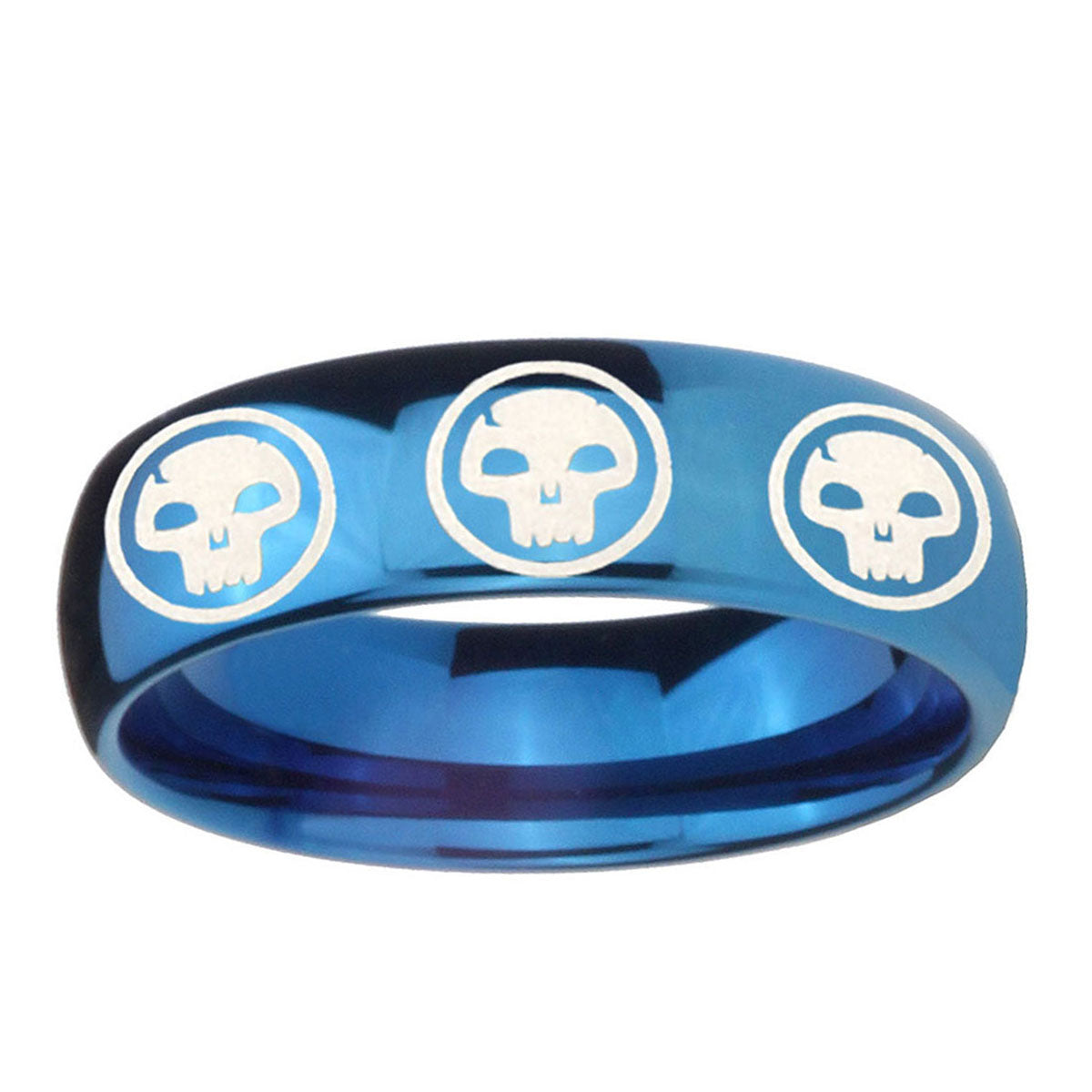 5MMMultiple Skull Dome Blue Tungsten Wedding Engraving Ring