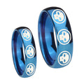 Multiple Skull Dome Blue Tungsten His and Hers