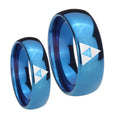 Zelda Triforce Dome Blue Tungsten Matching Ring Set