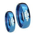 Mirror Blue Dome Air Force Tungsten Matching Ring Set