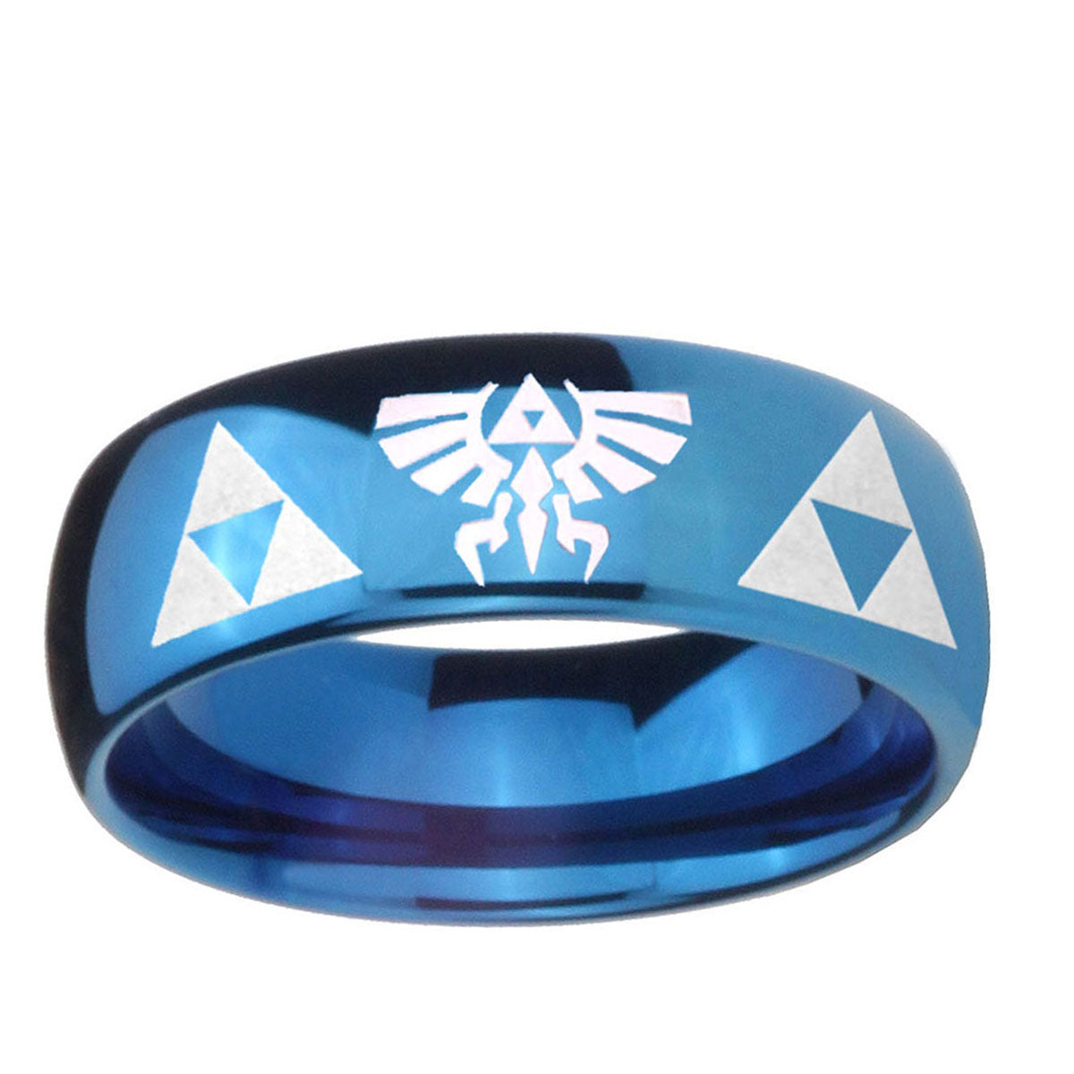 5MMLegend of Zelda Dome Blue Tungsten Carbide Mens Bands Ring