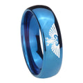 8MM Aquila Dome Blue Tungsten Carbide Custom Ring for Men
