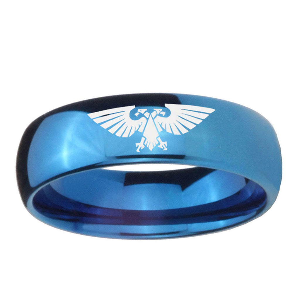 5MMAquila Dome Blue Tungsten Carbide Custom Ring for Men