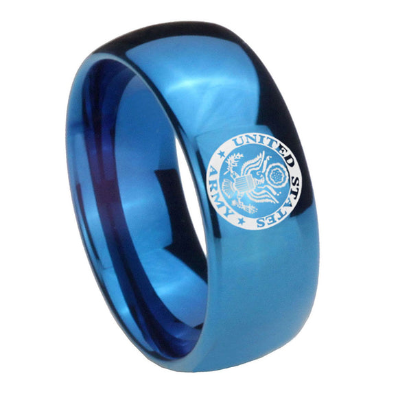 8mm-U.S.-Army-Dome-Blue-Tungsten-Carbide-Men's-Wedding-Band