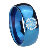8mm U.S. Army Dome Blue Tungsten Carbide Men's Wedding Band