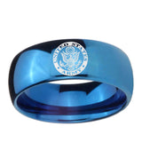5, 8mm U.S. Army Dome Blue Tungsten Ring