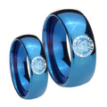 U.S. Army Dome Blue Tungsten Wedding Set Ring