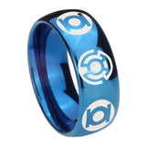 8mm Blue Green Lantern Dome Blue Unique Men's Wedding Rings