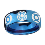 5, 8mm Blue Green Lantern Dome Blue Unique Men's Wedding Rings