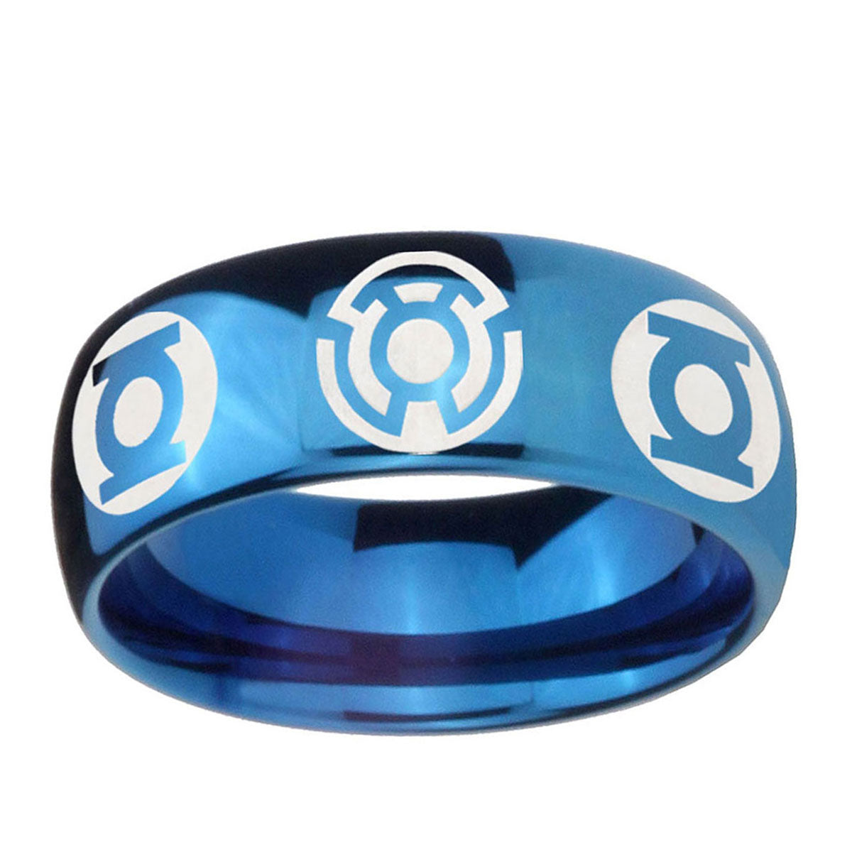 5MMBlue Green Lantern Dome Blue Unique Men's Wedding Rings