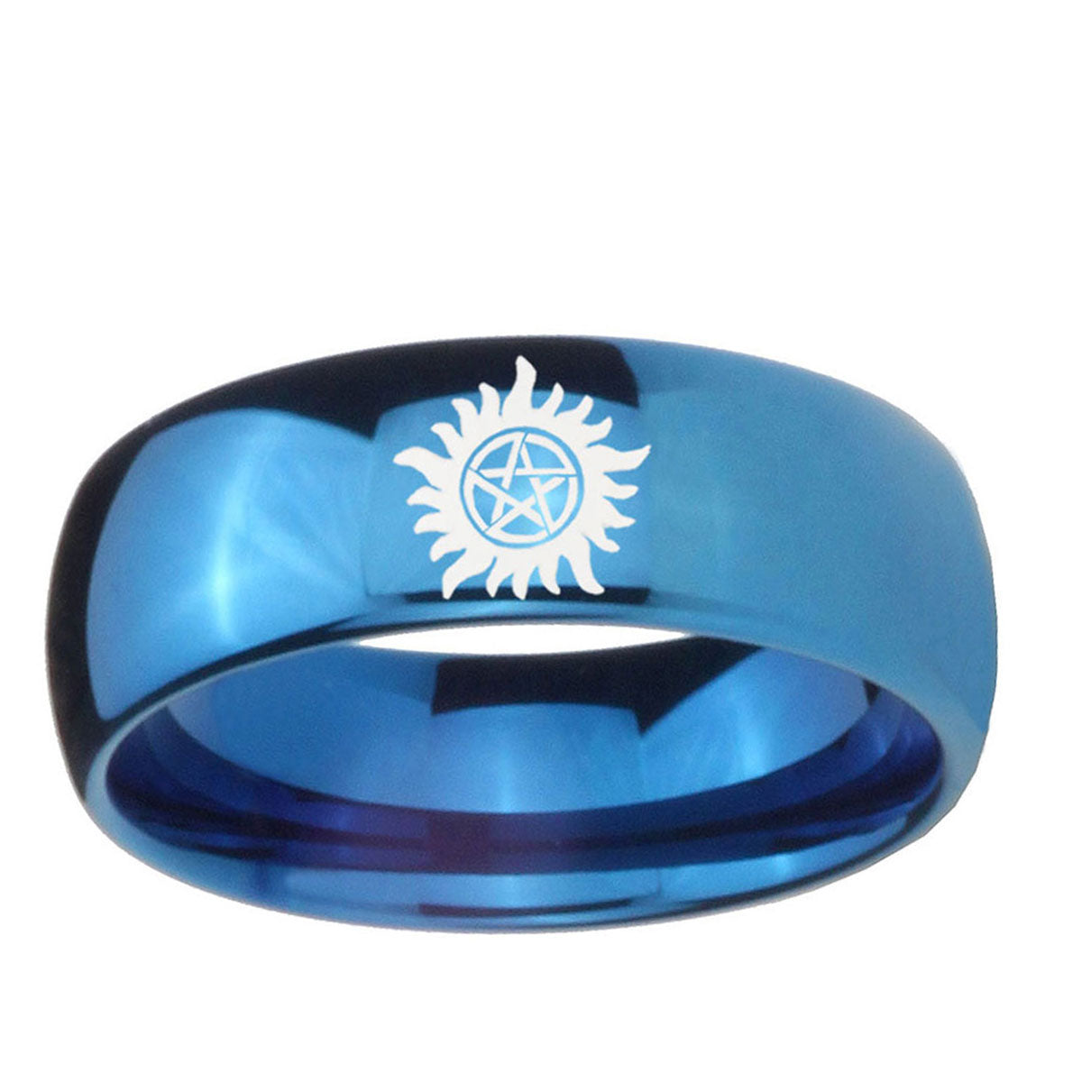 5MMSupernatural Dome Blue Rings With Engravings
