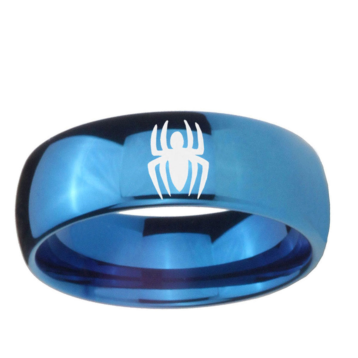 5MMSpiderman Dome Blue Tungsten Carbide Men's Wedding Band